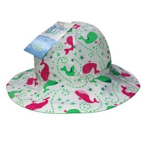 My Swim Baby Reversible Sun Hat Large 18-36 Months Green Whale Print UPF 50+